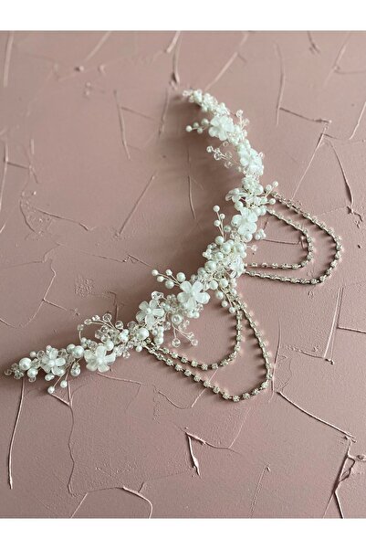 Gözde Çiçek -Φλοράλ στέμμα-αξεσουάρ μαλλιών-κρυστάλλινο στέμμα-στέμμα με πέρλ...