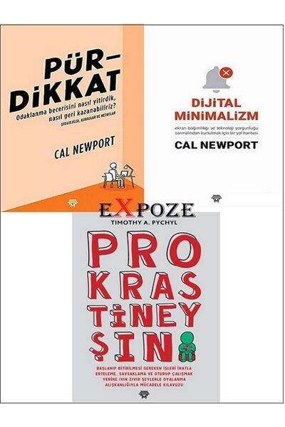 Metropolis Yayınları Pürdikkat - Dijital Minimalizm - Prokrastineyşın 3 Kitap...