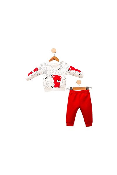 NİKUBY BABY New Season Erkrk Baby Set - Teddy Bear Printed, Top and Bottom Set
