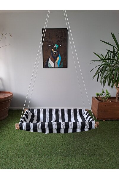 Svava Çizgili Ahşap Yaylı Hoppala Zıp Zıp Hamak, Bebek Salıncak Hamak