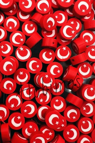 Hobimos 1000 Pieces Fimo Beads wiTh Turkish Flag Model - Wholesale 1 Pack for Jewelry Making