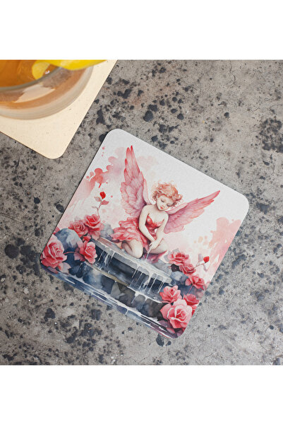 Nino Store نافورة الحب - قاعدة أكواب مربعة من السيليكون مقاس 7.5*7.5 سم مطبوع...