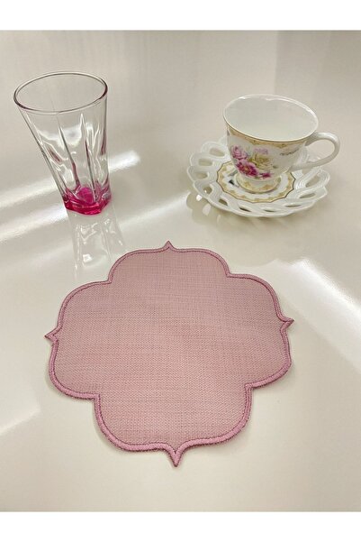 AYNAKIŞÇEYİZ Set de 6 șervețele de prezentare din in culoare roz și subțire p...
