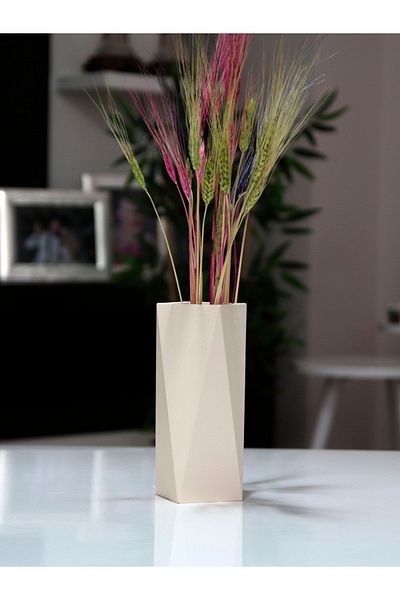 stonnish 20 cm Cream Geometric Long Vase