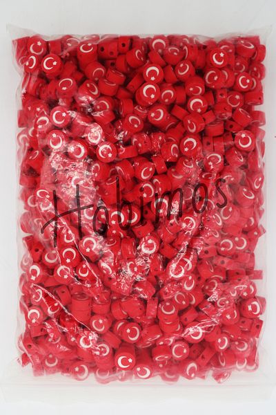 Hobimos 1000 Pieces Fimo Beads wiTh Turkish Flag Model - Wholesale 1 Pack for Jewelry Making