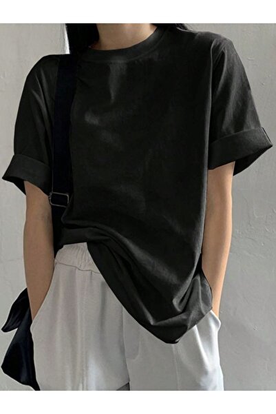 THE WHITE Tricou negru oversize pentru femei