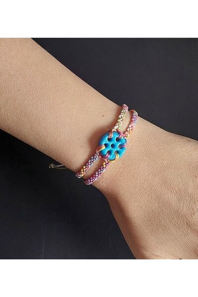 Soft multicolor Süryani nazar taşı makrome bileklik