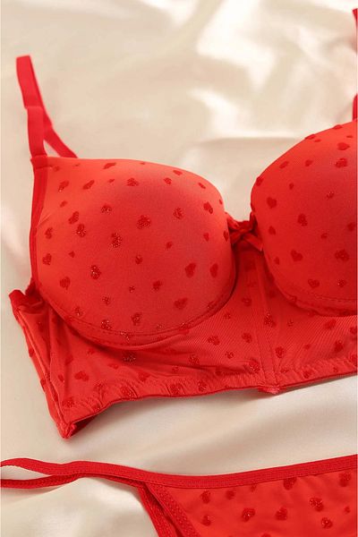 PİERLES Flock Printed Supported Bra Set