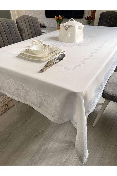 LİMAY Lace Look Waterproof 1stClass Teflon Fabric Tablecloth