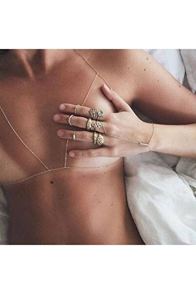 Mupten Bralette Vücut Zinciri Vücut Kolyesi Vücut Aksesuarı Üçgen Model