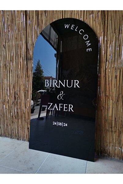 Yalova Design Düğün & Nişan Lüks Siyah Dev Boy Karşılama Panosu 120 Cm(ÖZEL Ü...