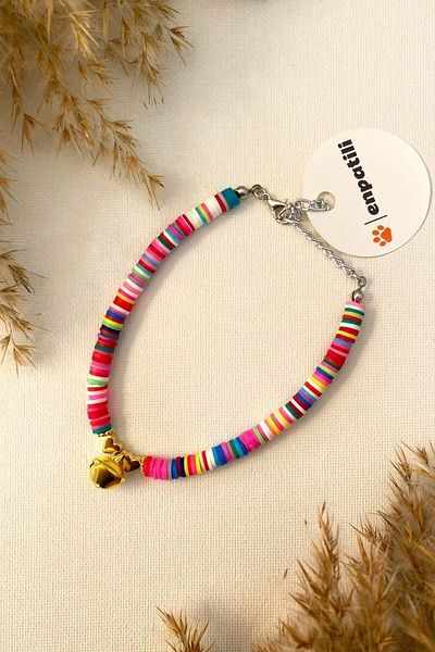Enpatili Cat Collar Cat Necklace with Bell Heart Gold Adjustable Color