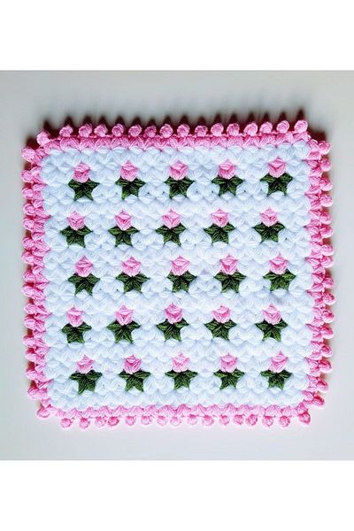HERŞEY FIRSAT Bath Loofah Wool Hand Knitted Deer Square 1 Piece - Pink