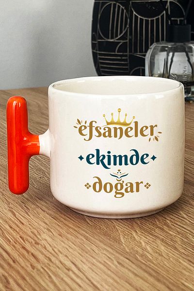 Hedizu Legends Are Born in October Mug Cup with t Handles Orange Libra Sign Birthday Gift