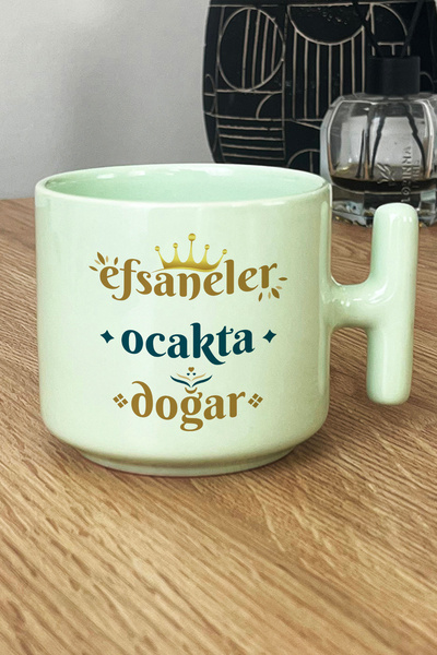 Hedizu Legends Are Born in the Hob Pastel T-Handle Mug Cup Green Capricorn Sign Birthday Gift