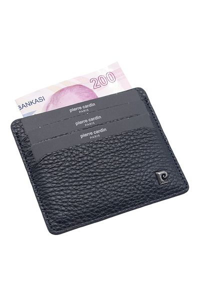Pierre Cardin Unisex Navy Blue Leather Card Holder - Floater 046A38