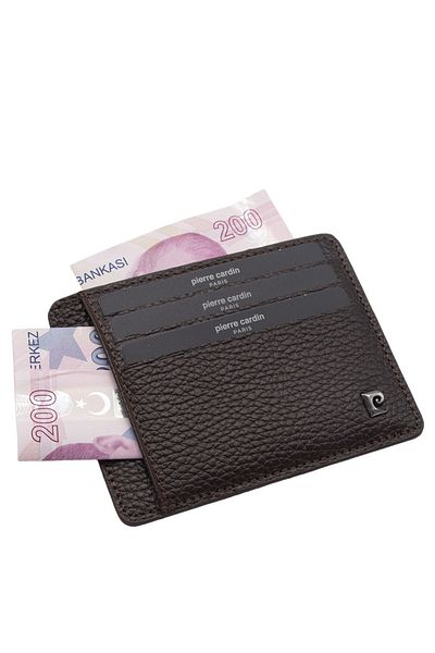 Pierre Cardin Unisex Brown Floater Leather Card Holder - 0422A42