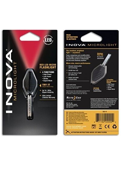 Micro Inova Light Red 4 Fonksiyonlu Tactical Outdoor Anahtarlık 4 Modlu Fener...