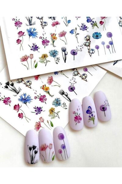 SCA KOZMETİK Rengareg Gül Desenli Tırnak Dövmesi Tırnak Tattoo Nail Art Tırnak Sticker