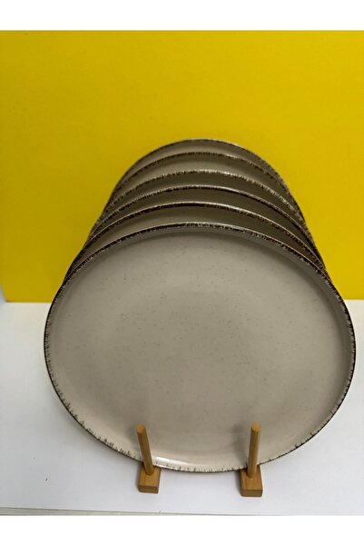 Kütahya Porselen Cinnamon Colored Moderna Series - 27 Cm Serving Plate, Set of 6