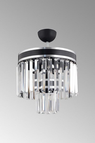 KARDELEN AYDINLATMA AVİZE Paris 3 Piece 2 Tier Black Chrome Gilded Modern Chandelier with 30' Crystal Stone