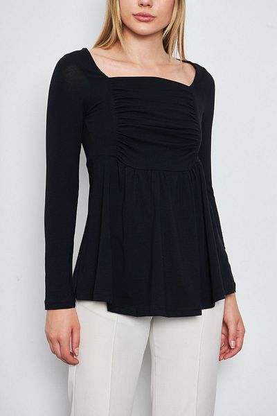 CrazyShopping Viscose Women's Tunic - Square Collar, Front Garni Drawstring