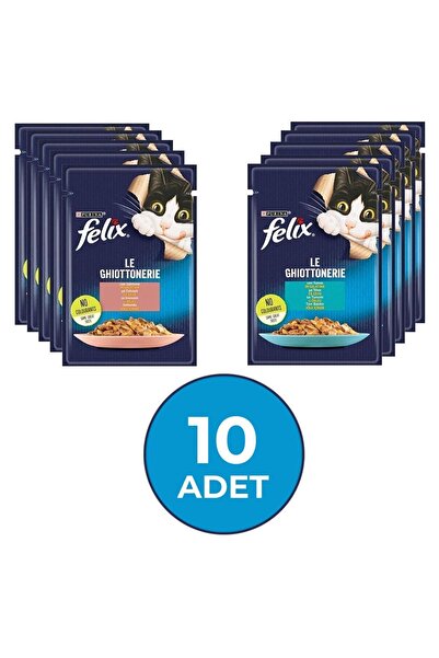FELIX Somonlu & Ton Balıklı Karışık Yetişkin Kedi Yaş Maması - 85 Gr X 10 Adet