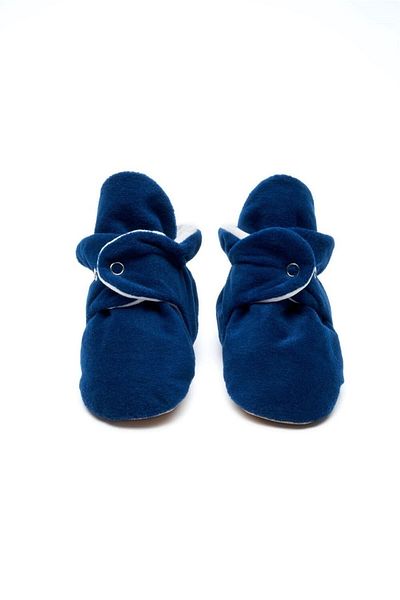 First Step Navy Blue Slippers with Non-Slip Base, Cotton Lining and Snap Fasteners