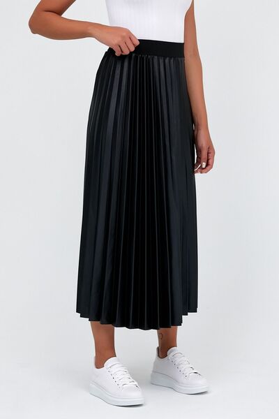 Beriza Fustă plisată cu talie elastică neagră de damă