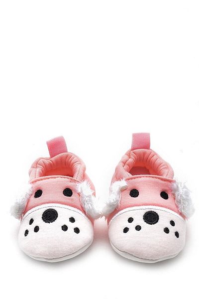 First Step 3D Dog Embroidered Booties Pink