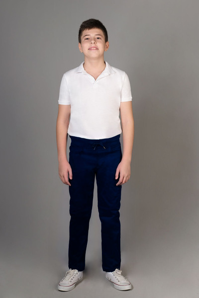 YAKAMEL High Waist Stretch Rib - Navy Blue Children's School Pants