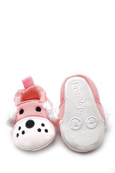 First Step 3D Dog Embroidered Booties Pink