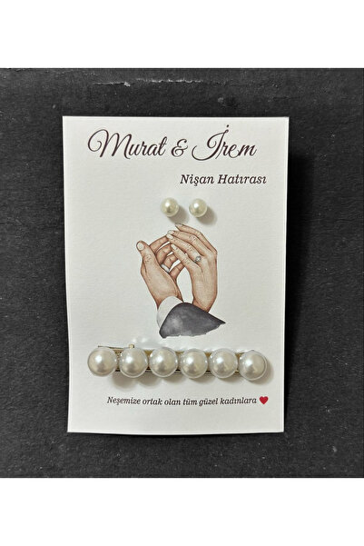 EminönüToptanSüs Nişan Hatırası Hediyeliği İnci Toka Ve Küpe  (24 Adet) İncit...