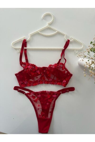 ARONA Kırmızı Kalpli Bralet Takımı