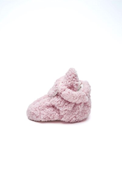 First Step Pembe Peluş Kaydırmaz Tabanlı Pamuk Astarlı Çıtçıtlı Panduf