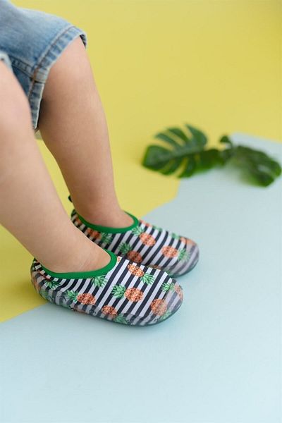 First Step Striped Pineapple Girl's Non-Slip Sole Sea Shoes