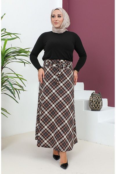 Gelince Fustă evazată cu curea cu model
