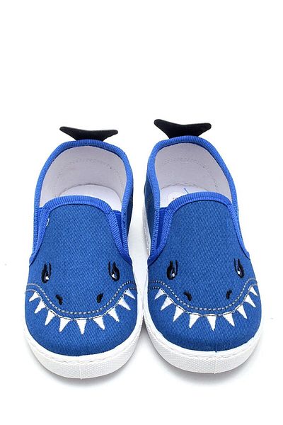 First Step Παιδικά παπούτσια από λινό ουρά Shark-İNDİGO-F-493