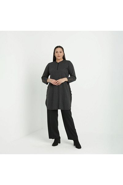 Gelince Houndstooth Pattern Large Size Διπλό Σετ 2692K