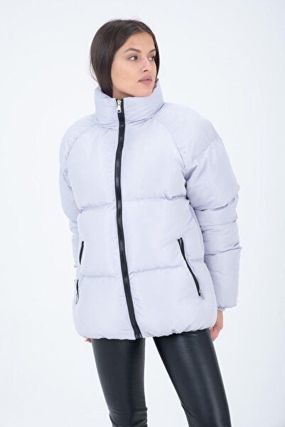 Polo State Γυναικείο μανίκι Raglan Stand Collar Age Of State Ασημένιο παλτό