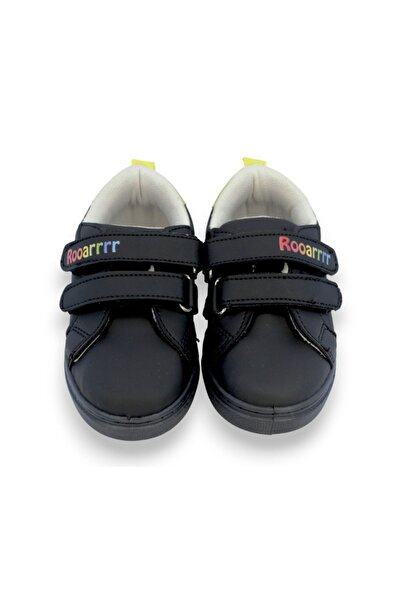 First Step Dinozor Baskılı Siyah Cırt Cırtlı Erkek Çocuk Günlük Sneaker Spor Ayakkabı-S-1006