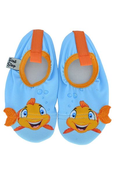 First Step 3D Orange Fish Boy cu talpă anti-alunecare pentru piscină și pantofi de mare-f-9010
