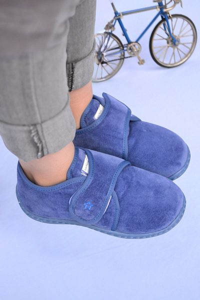 First Step Blue Star Embroidered Girl's Velcro Panduf-F-733