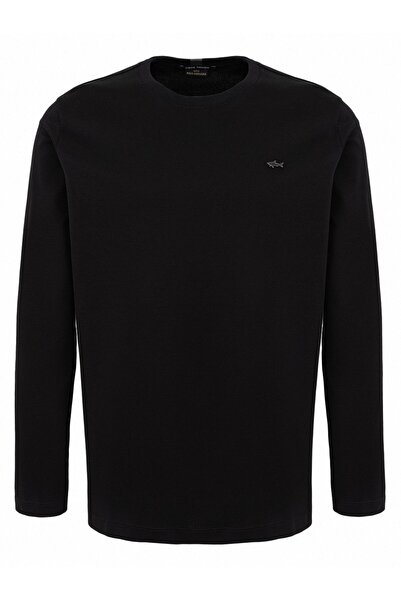 PAUL&SHARK Μαύρο ανδρικό μπλουζάκι - Βαμβακερό, μακρυμάνικο, καθημερινή χρήση, υφαντό - 14311635-11D