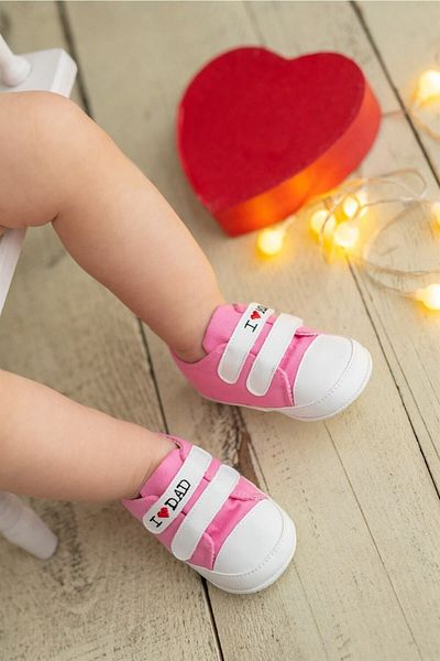 First Step I Love Mom And Dad Booties Pink G-2287