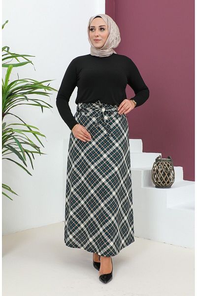 Gelince Patterned Belted Flared Skirt