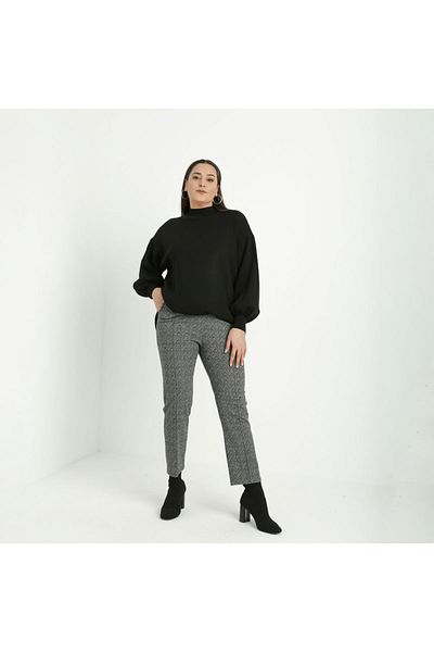 Gelince Jacquard Striped Plus Size Trousers 1037E