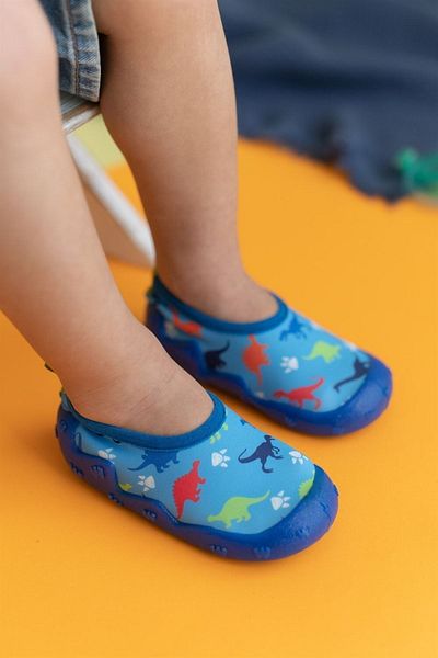 First Step First Step Blue Dino Boys' Anti-Slip Sole Sea Shoes F-7004