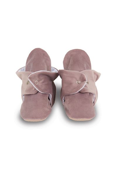 First Step Velvet Anti-Slip Base, Cotton Lined, Dusty Rose Panduf with Snap Fasteners - F-870