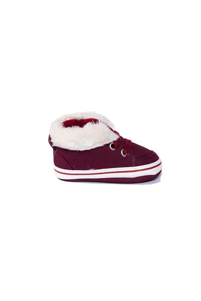 First Step Burgundy Boots with Suede Fur